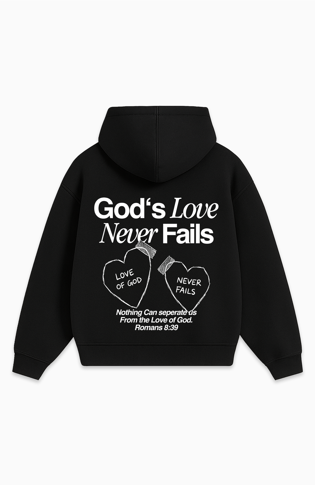LOVE NEVER FAILS OVERSIZED HOODIE