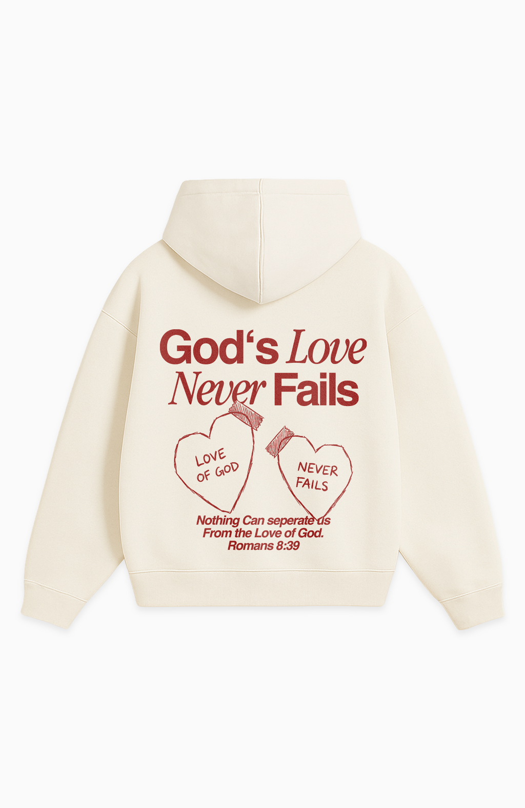 LOVE NEVER FAILS OVERSIZED HOODIE