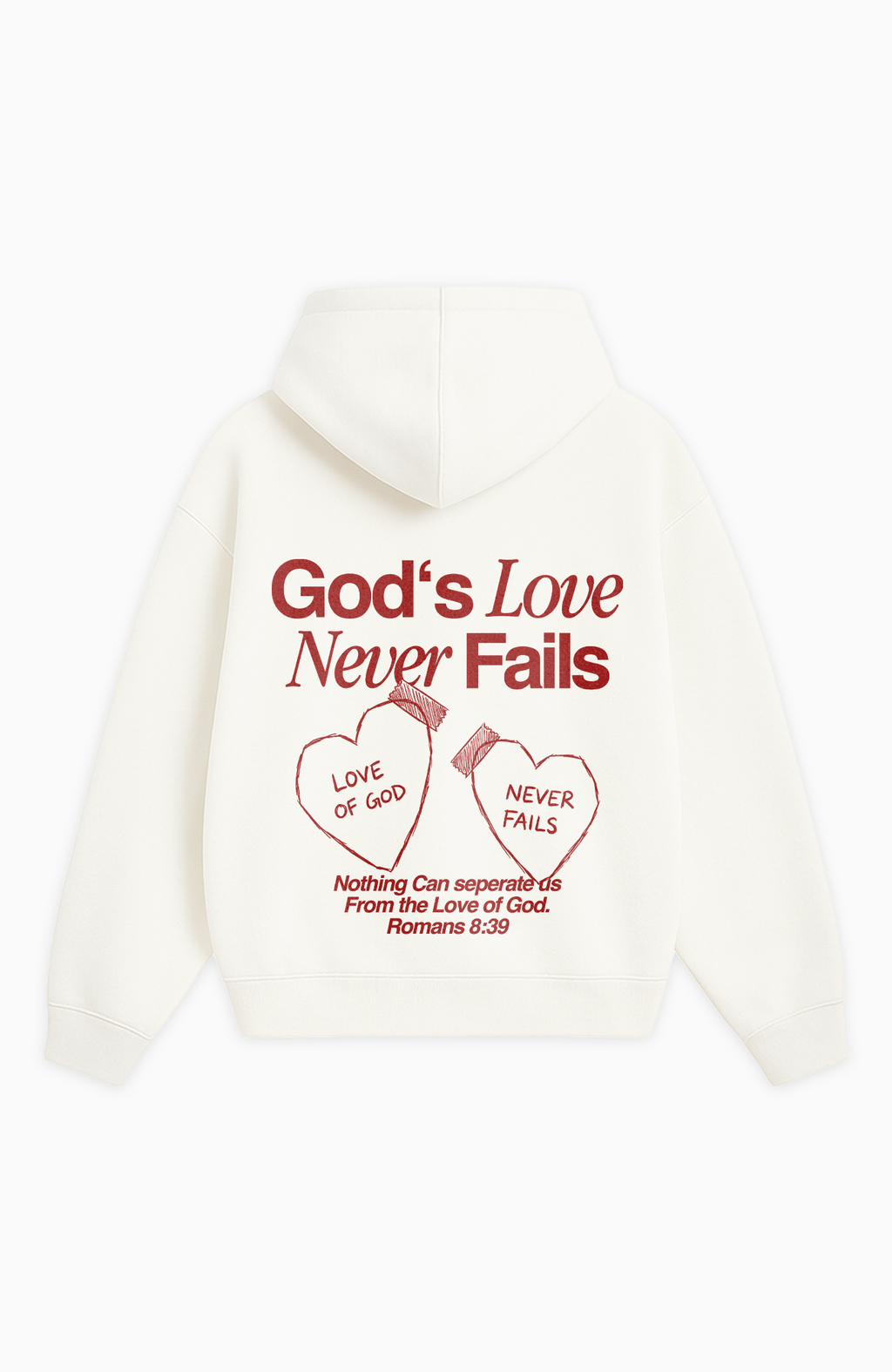 LOVE NEVER FAILS OVERSIZED HOODIE