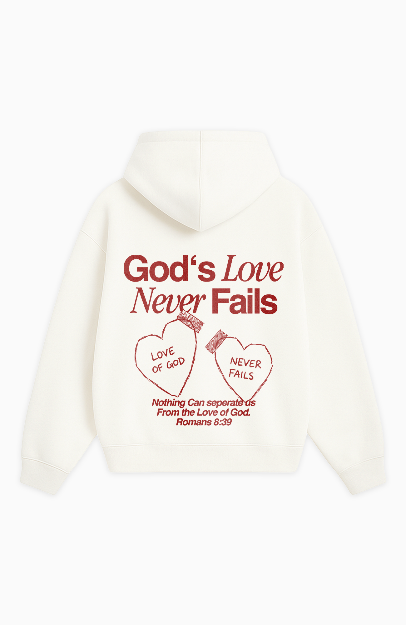 LOVE NEVER FAILS OVERSIZED HOODIE